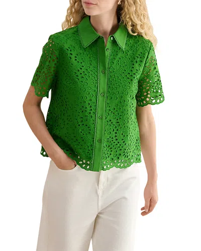 Hobbs London Caroline Eyelet Embroidered Blouse In Green