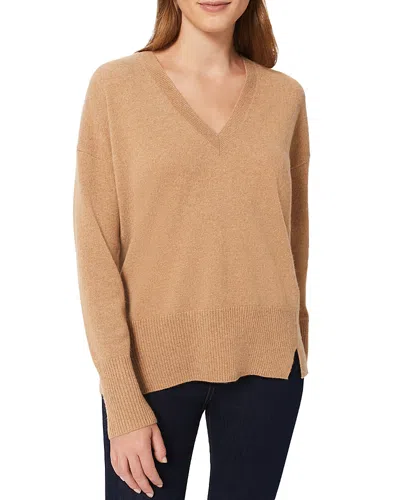 Hobbs London Cashmere Dahlia V-neck Jumper In Camel