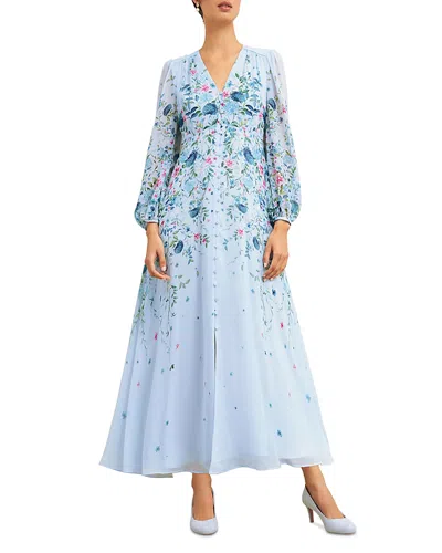 Hobbs London Caversham Silk Dress In Blue Multi