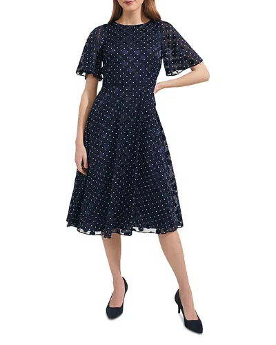 Hobbs London Ceira Flutter Sleeve Dress In Navy Ivory
