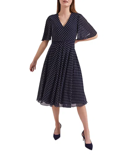 Hobbs London Celia Printed Dress In Navy/pale Pink