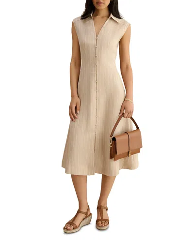 Hobbs London Charlize Button-front Collared Dress In Neutral