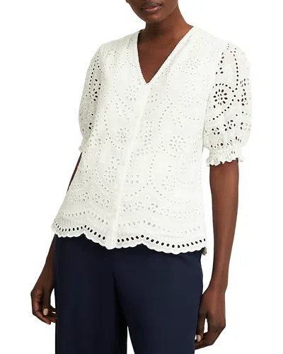 Hobbs London Chiara Eyelet Blouse In Hobbs White