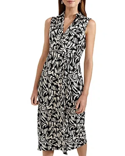 Hobbs London Clarissa Printed Sleeveless Dress In Black Cream