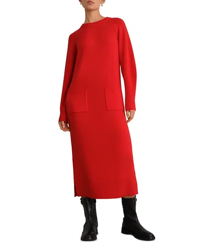 Hobbs London Claudia Knitted Midi Dress In Red