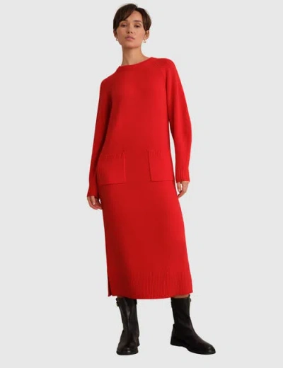 Hobbs London Claudia Knitted Midi Dress In Red