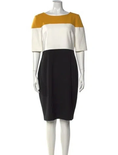 Pre-owned Hobbs London Colorblock Pattern Knee-length Dress In Black