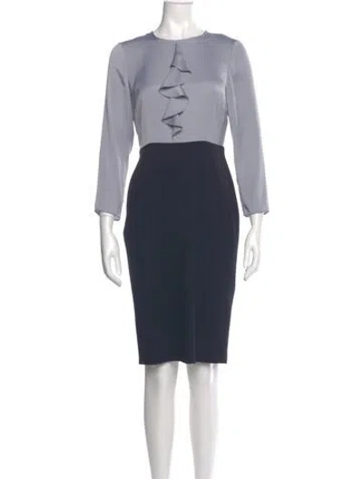 Pre-owned Hobbs London Crew Neck Knee-length Dress W/ Tags In Blue