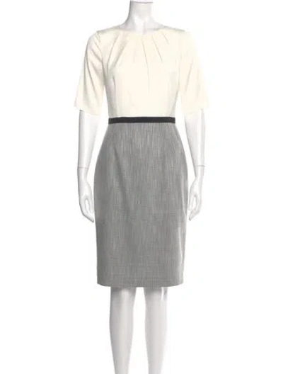 Pre-owned Hobbs London Crew Neck Knee-length Dress W/ Tags In Gray