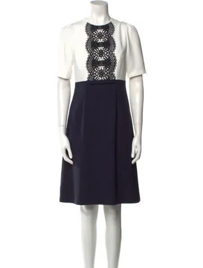 Pre-owned Hobbs London Crew Neck Knee-length Dress In White