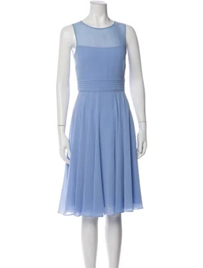 Pre-owned Hobbs London Crew Neck Midi Length Dress In Blue