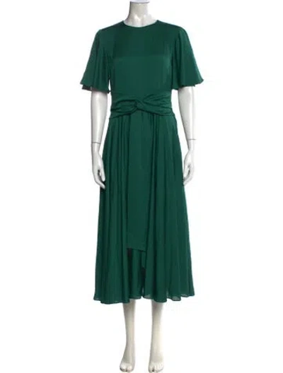 Pre-owned Hobbs London Crew Neck Midi Length Dress In Green