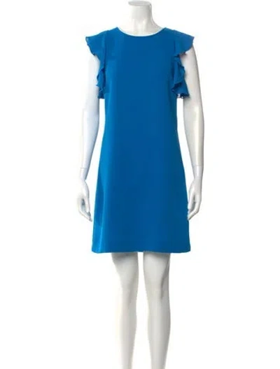Pre-owned Hobbs London Crew Neck Mini Dress In Blue