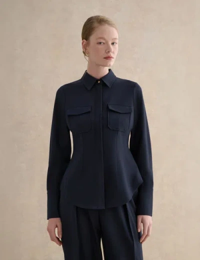 Hobbs London Dannie Cinched-waist Collard Shirt In Multi