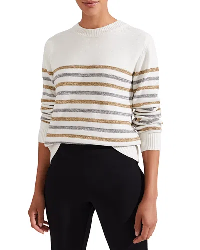 Hobbs London Destiny Crewneck Sweater In Ivory Silver