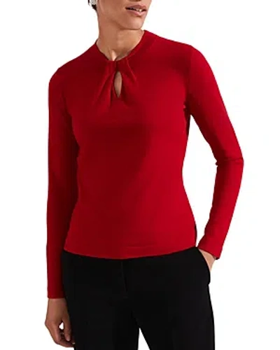Hobbs London Effie Twist Neck Sweater In True Red