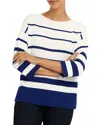 Hobbs London Elaine Striped Sweater In Ivory Blue