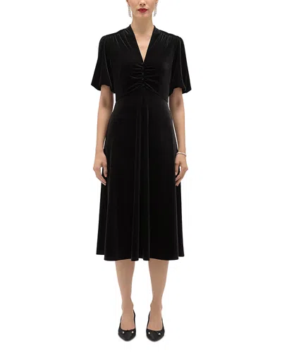 Hobbs London Eleanora Velvet Ruched Front Dress In Black