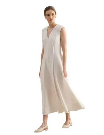 Hobbs London Elida Button-front Midi Dress In Neutral
