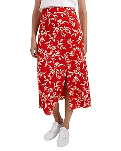 Hobbs London Eloise Printed Midi Skirt In Red Buttercream