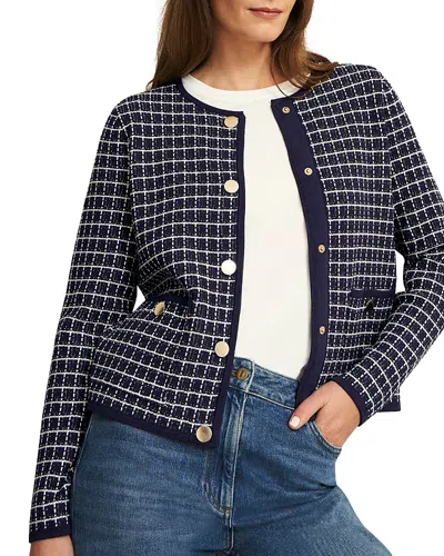 Hobbs London Enya Knitted Jacket In Midnight Ivory