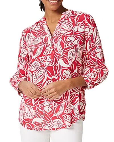 Hobbs London Essie Printed Blouse In Magenta White