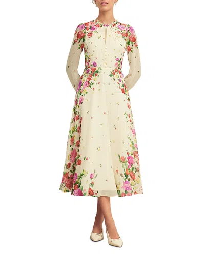 Hobbs London Eva Silk Dress In Cream Multi