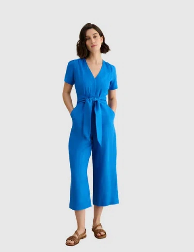 Hobbs London Evie V-neck Cropped Jumpsuit In Blue