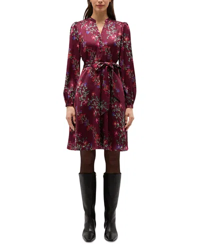 Hobbs London Fatima Printed Satin Mini Dress In Red