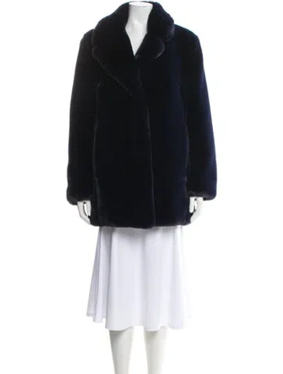 Pre-owned Hobbs London Faux Fur Faux Fur Jacket In Blue