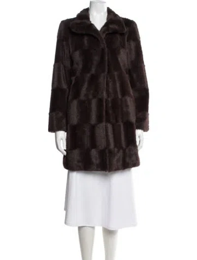 Pre-owned Hobbs London Faux Fur Fur Coat In Brown