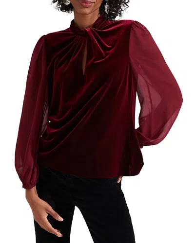 Hobbs London Faye Velvet Top In Deep Red