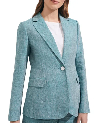Hobbs London Flax Linen Mirabel Jacket In Lagoon Green