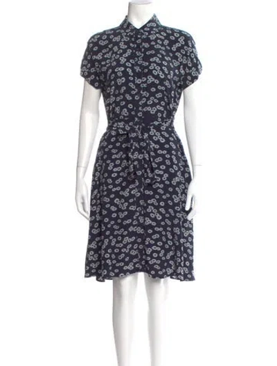 Pre-owned Hobbs London Floral Print Knee-length Dress In Blue