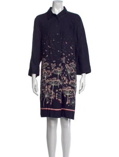Pre-owned Hobbs London Floral Print Knee-length Dress In Blue