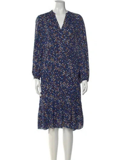 Pre-owned Hobbs London Floral Print Long Dress In Blue