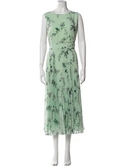 Pre-owned Hobbs London Floral Print Long Dress In Green