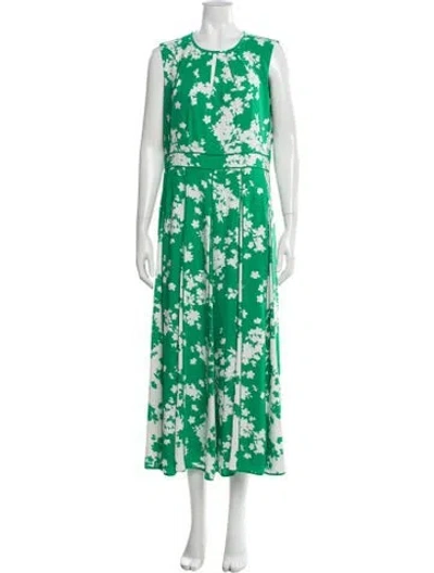 Pre-owned Hobbs London Floral Print Long Dress In Green