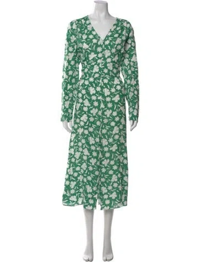 Pre-owned Hobbs London Floral Print Long Dress In Green