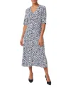 Hobbs London Petite Frankie Ruched Midi Dress In Navy Multi