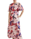 Hobbs London Freya Printed Silk Dress In Navy Pink