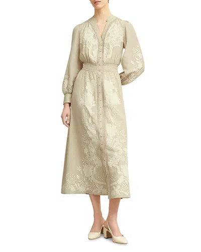Hobbs London Frida Button Front Lace Trim Dress