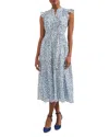 Hobbs London Georgiana Printed Flutter Sleeve Shirt Dress In Blue Multi