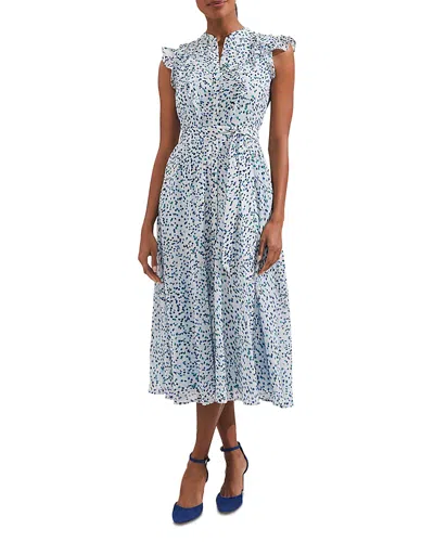 Hobbs London Georgiana Printed Flutter Sleeve Shirt Dress In Blue Multi