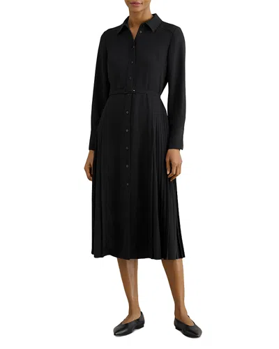 Hobbs London Ginny Pleated Skirt Shirt Dress In Black