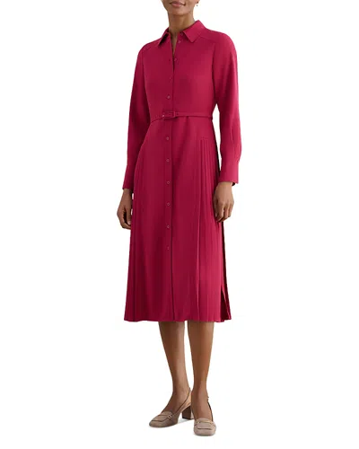 Hobbs London Ginny Pleated Skirt Shirt Dress In Pink