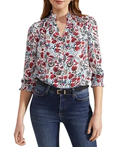 Hobbs London Giovanna Floral Print Blouse In Ivory Mult