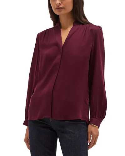 Hobbs London Gwen Satin Button Front Blouse In Brown