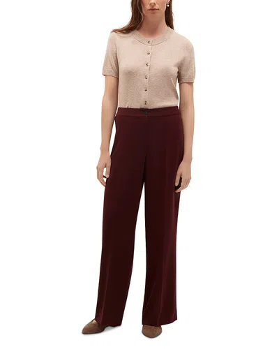 Hobbs London Hadley Mid Rise Wide Leg Trousers In Fig Purple