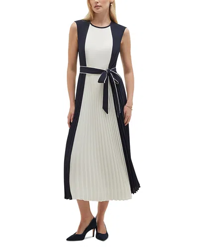 Hobbs London Hattie Pleated Tie-waist Midi Dress In Blue